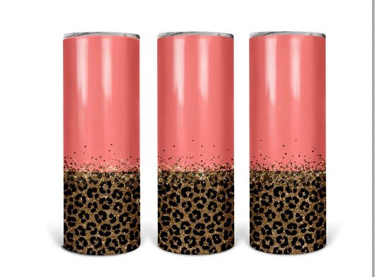 Coral with Leopard 20oz Tumbler